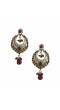 Gold Plated CZ Embellished Danglers with Red-Maroon Details