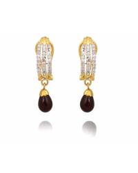 Buy Online Crunchy Fashion Earring Jewelry Crunchy Fashion Gold-Plated Imitattion Pearl & Grey Kundan Earring With Maang Tika RAE1986 Jewellery RAE1986