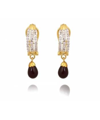 Three AD Row Brown Drop Earrings