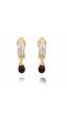 Three AD Row Brown Drop Earrings