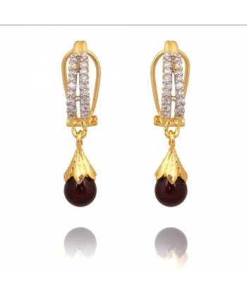 Two AD Row Brown Drop Earrings