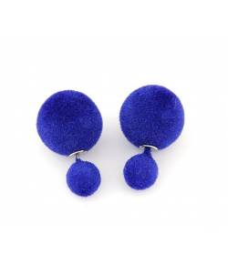Blue Cotton Balls Bual Earrings