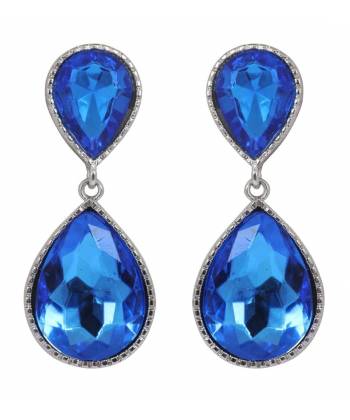 Blue Dual Droplet Drop Earrings