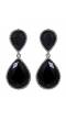 Black Dual Droplet Drop Earrings