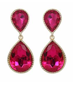Pink Dual Droplet Drop Earrings