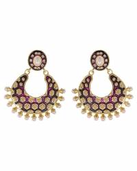 Buy Online Royal Bling Earring Jewelry Kundan Pearl Green Jhumka Earring For Mehndi Look Jewellery RAE2429
