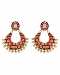 Buy Online Crunchy Fashion Earring Jewelry Gold-Plated Bollywood Indian Traditional Green HandPainted Meenakari Jhumka RAE1842 Jewellery RAE1842