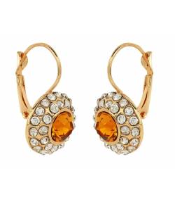 Austrain Crystal  Orange Stud Bali Earring