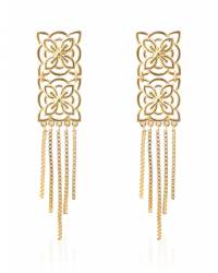 Buy Online Crunchy Fashion Earring Jewelry Gold-Plated Floral Black Stone Dangler Earring CFE0784 Jewellery CFE0784