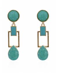 Buy Online Crunchy Fashion Earring Jewelry Oscian Blue Oxidized Silver Dangler Earrings Jewellery CFE1194