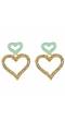 Twin Heart Aqua Earrings