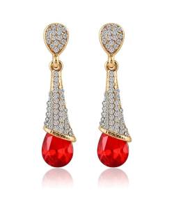 Crystalline Drops Red Earrings