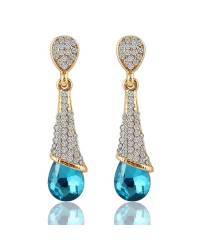 Buy Online Crunchy Fashion Earring Jewelry Sparkling Colors Flowerets Vine Swiss Cubic Zircon Studs Jewellery SEE0009
