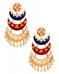 Buy Online Crunchy Fashion Earring Jewelry Gold-Toned & Off-White Crescent-Shaped Earrings Jewellery CFE1248