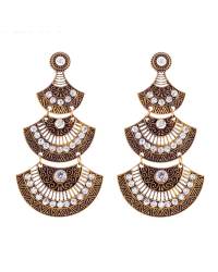 Buy Online Crunchy Fashion Earring Jewelry "The Tribal Muse" Antique Gold Fan Shaped Earrings Jewellery CFE0649