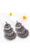 "The Tribal Muse" Collection Boho Style Carved Flower Oxidised Silver Earrings