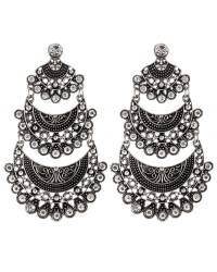 Buy Online Crunchy Fashion Earring Jewelry "The Tribal Muse" Oxidized Gold Black Feather Drop Earrings Jewellery CFE0666