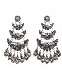 Buy Online Crunchy Fashion Earring Jewelry "The Tribal Muse" Oxidized Gold Black Feather Drop Earrings Jewellery CFE0666