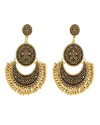 Buy Online Crunchy Fashion Earring Jewelry "Tribal Muse Collection" Oxidized Silver Afghani Chandbali Earrings for Girls & Women| Gifts for Women, Girls Jewellery CFE0654
