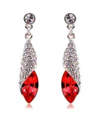 Buy Online Crunchy Fashion Earring Jewelry Gold-Plated Red Crystal Metal Drops Earrings Jewellery CFE0866