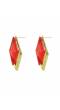 Gold-plated Triangle Shape Red Dangler Earrings CFE0694
