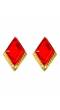 Gold-plated Triangle Shape Red Dangler Earrings CFE0694