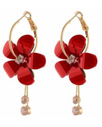 Buy Online Crunchy Fashion Earring Jewelry Red Crystal Leaf Unisex Brooch Jewellery CFBR0081