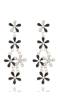 Black-silver Floret Drop Earrings