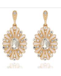 Buy Online Royal Bling Earring Jewelry Two AD Row White Drop Earrings Jewellery CFE0315