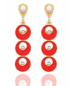 Red Alloy Drops Danglers Earrings 