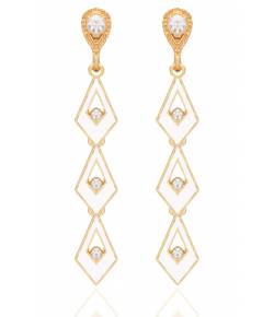 Dangling Square Golden-White Earrings 