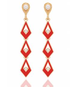 Dangling Square Golden-Red Earrings 