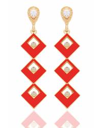 Buy Online Crunchy Fashion Earring Jewelry Crystal Embellished Red Flowers Earrings Jewellery CFE0774
