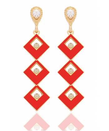 Dangling Square Red Earrings for Women