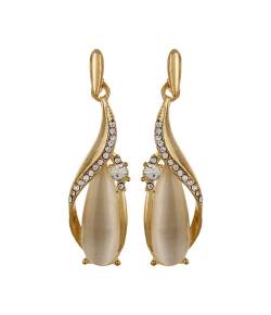 Stone Embellished Golden Drop Earrings