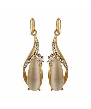 Stone Embellished Golden Drop Earrings