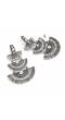 Oxidised Silver Fan Shaped Chandelier Earrings for Girls