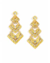 Buy Online Crunchy Fashion Earring Jewelry Big Golden Crystal Solitaire Stone Ring. Jewellery CFR0394