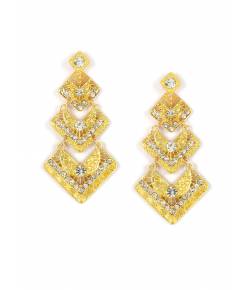 Crystal Golden Metal Drops & Danglers Earrings