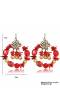 Red Basra Stone Alloy Drop Earrings 