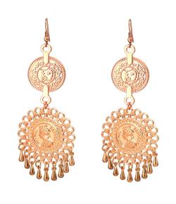 Gold-Plated Round Floral Dangler Earrings CFE0830