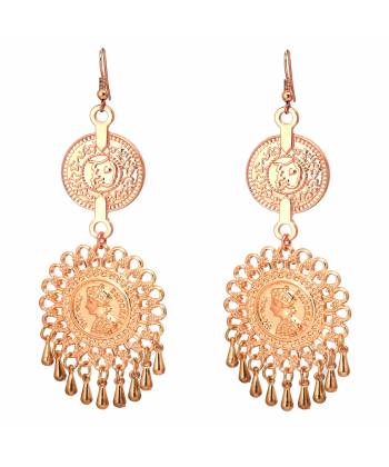 Gold-Plated Round Floral Dangler Earrings CFE0830