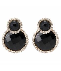 Black Drop Crystal Metal Stud Earring