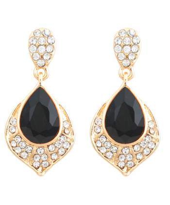 Black Crystal Drop Earrings for Girls