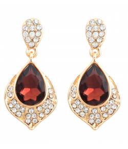 Deep Brown Crystal Drop Earrings for Girls