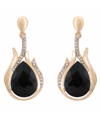 Black Stone Crystal Metal Drop Earring