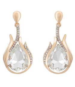 White Stone Crystal Metal Drop Earring