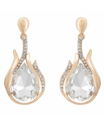 White Stone Crystal Metal Drop Earring