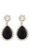 Black & Gold-Toned Teardrop Shaped Drop Earrings