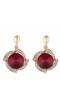 Gold-Plated Red Crystal Metal Drops Earrings